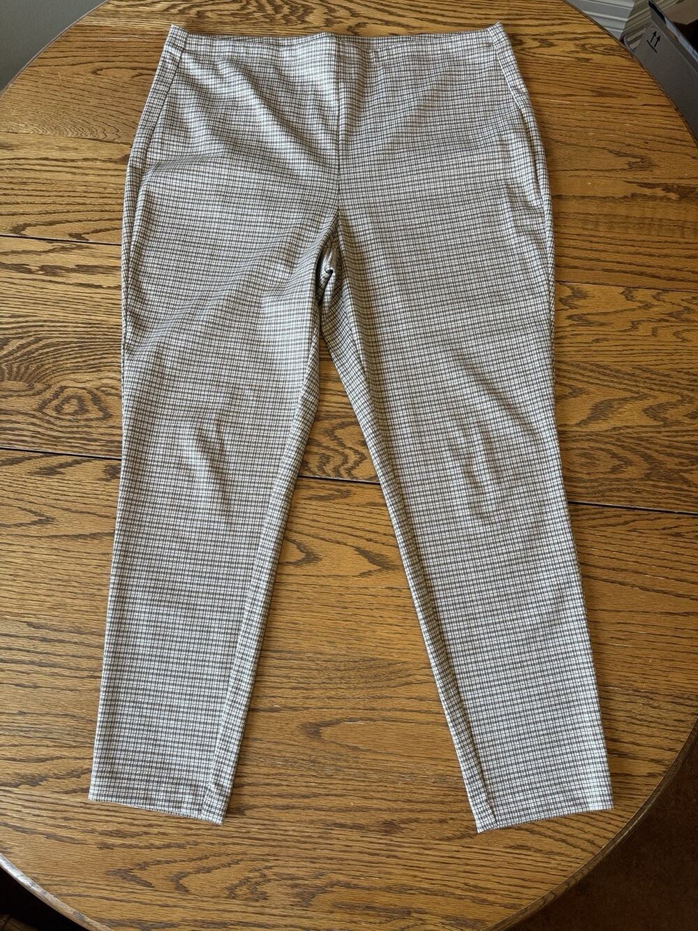 Croft & Barrow Mid Rise Straight Leg Pants Women XLarge Houndstooth Brown Black